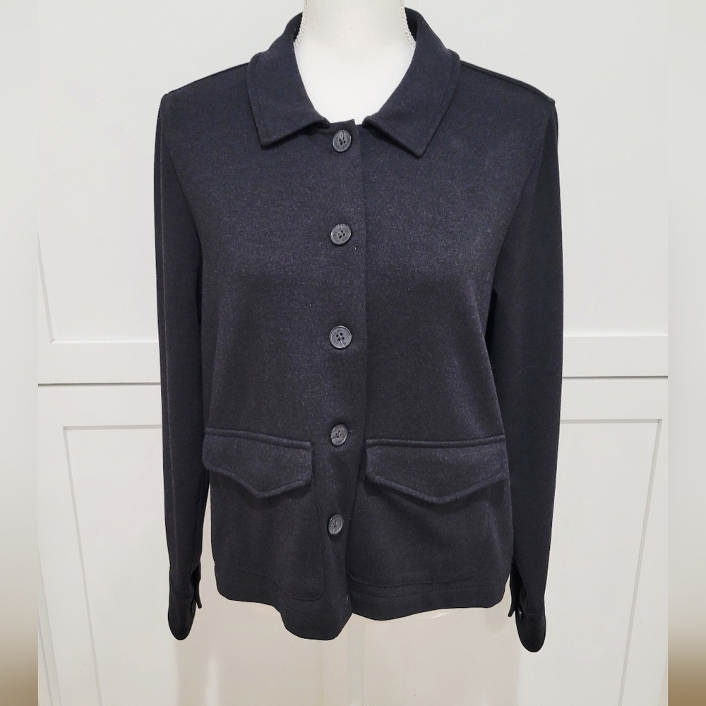 Brooks Brothers Black Knit Jacket | Button Front Classic Blazer | Size Medium